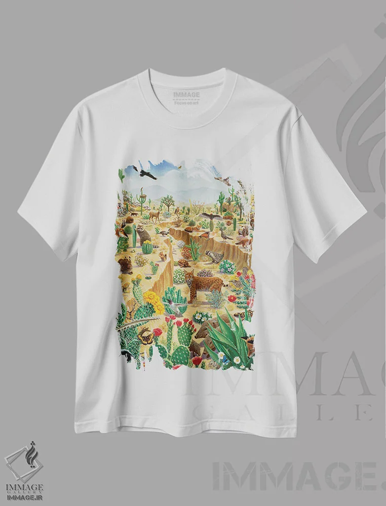 تیشرت سفید طرح دار – تیشرت طبیعت ,آخرین واحه اثر چارلز لین براگ immage.ir