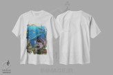 تیشرت سفید طرح دار – تیشرت طبیعت ,لبه آب اثر چارلز لین براگ فروشگاه ایماژ