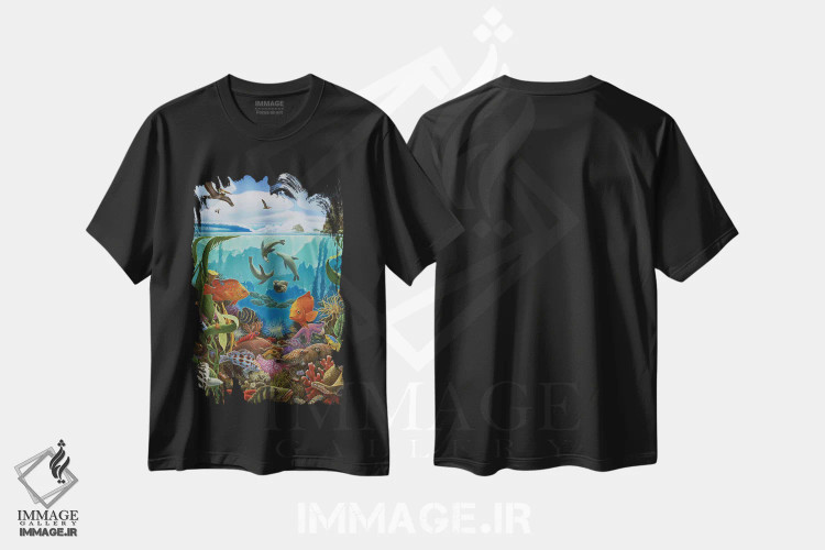 تیشرت مشکی طرح دار – تیشرت فانتزی ,کالیفرنیا رول، برش خورده و لایه ای اثر چارلز لین براگ فروشگاه ایماژ