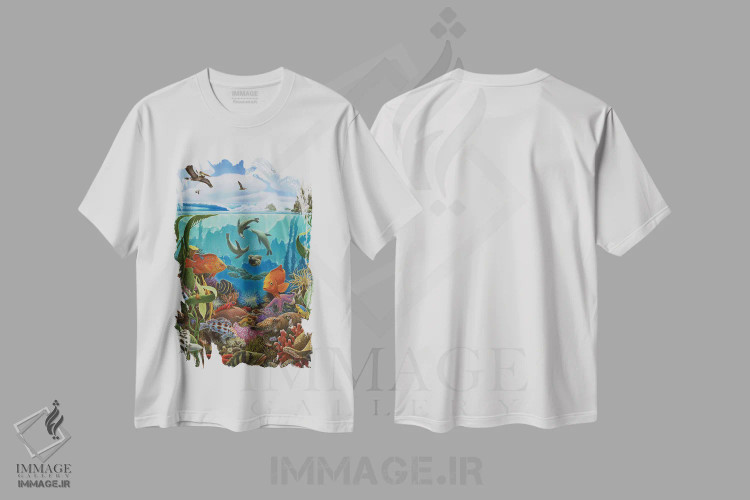 تیشرت سفید طرح دار – تیشرت فانتزی ,کالیفرنیا رول، برش خورده و لایه ای اثر چارلز لین براگ immage.ir