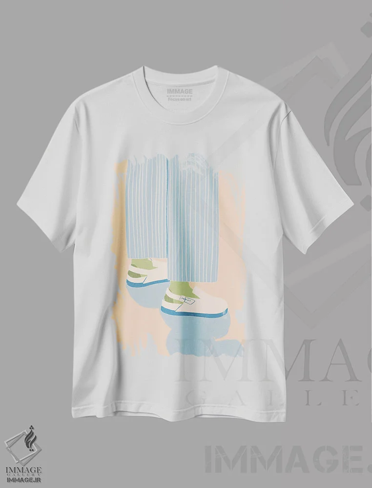 تیشرت سفید طرح دار – تیشرت هندسی ,راحت اثر لیدیا الن immage.ir