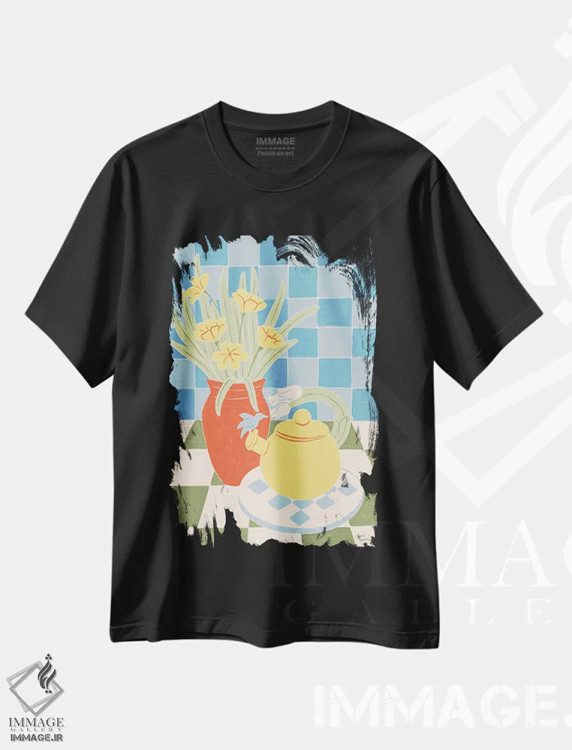 تیشرت مشکی طرح دار – تیشرت طبیعت ,قوری اثر لیدیا الن immage.ir