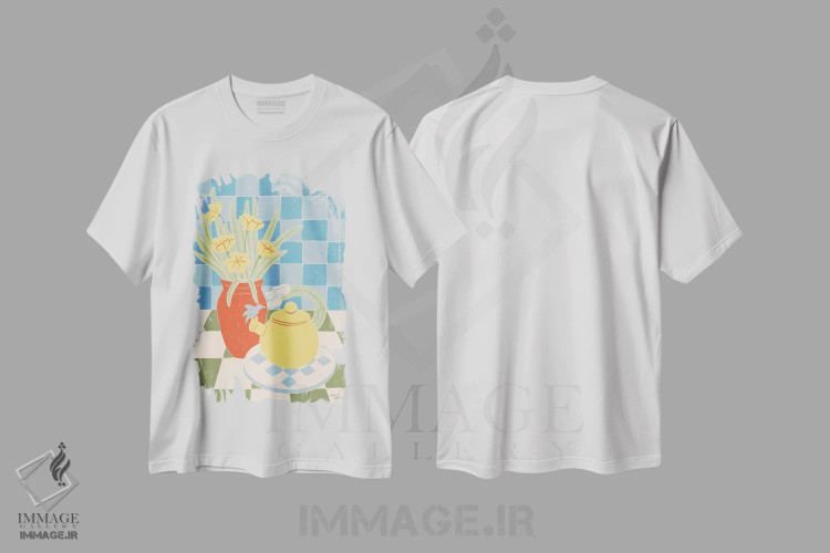 تیشرت سفید طرح دار – تیشرت طبیعت ,قوری اثر لیدیا الن فروشگاه ایماژ