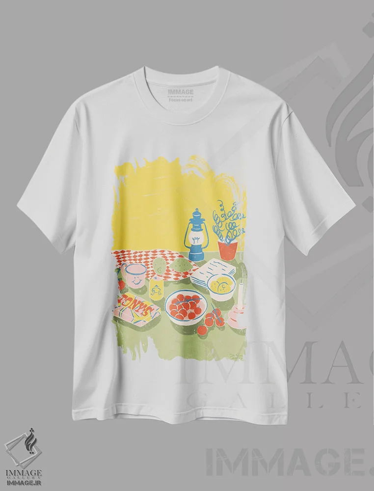تیشرت سفید طرح دار – تیشرت فانتزی ,لیموناد اثر لیدیا الن immage.ir