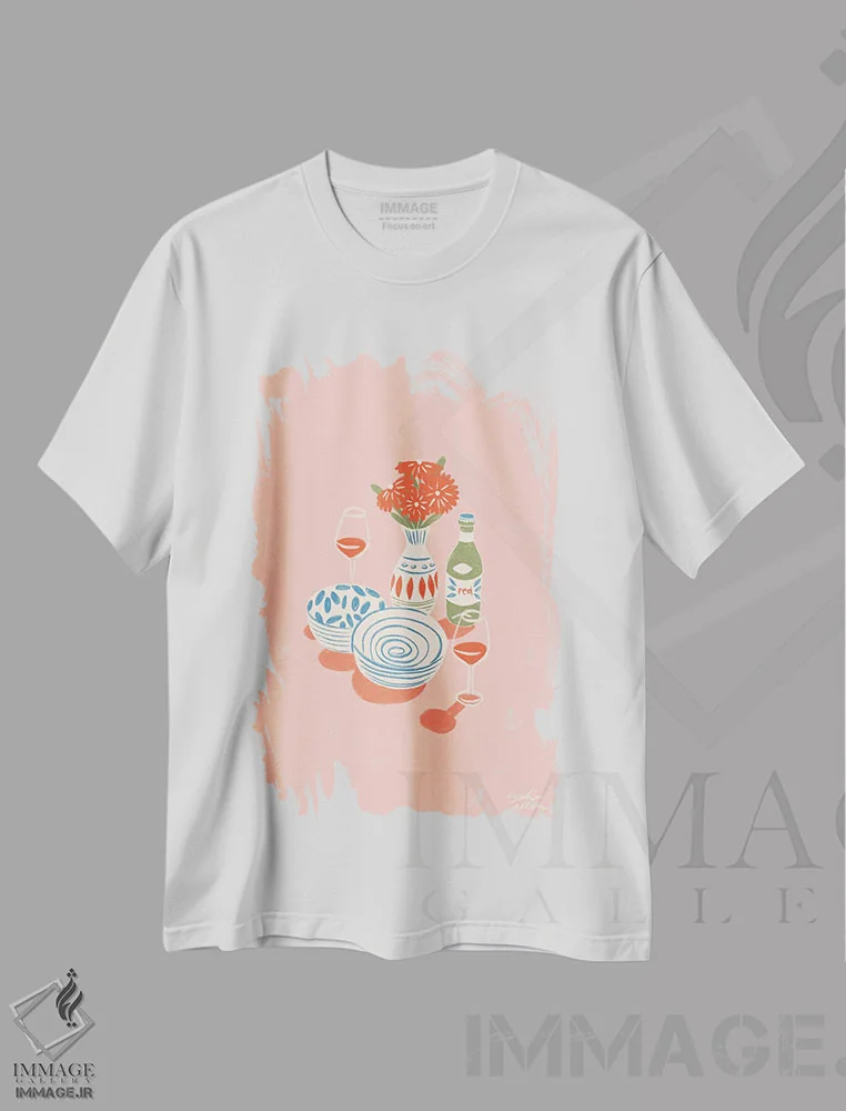 تیشرت سفید طرح دار – تیشرت هنری ,قرمز اثر لیدیا الن immage.ir