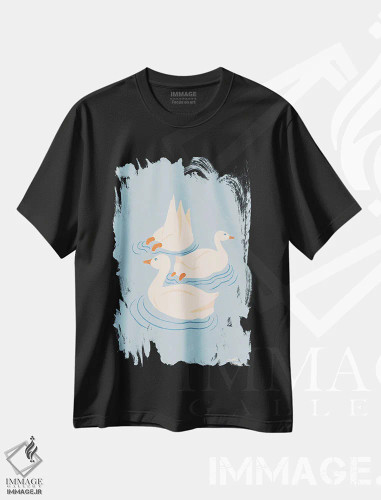 تیشرت مشکی طرح دار – تیشرت حیوانات ,اردک ها اثر لیدیا الن فروشگاه ایماژ