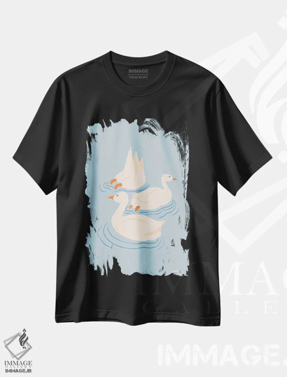 تیشرت مشکی طرح دار – تیشرت حیوانات ,اردک ها اثر لیدیا الن فروشگاه ایماژ