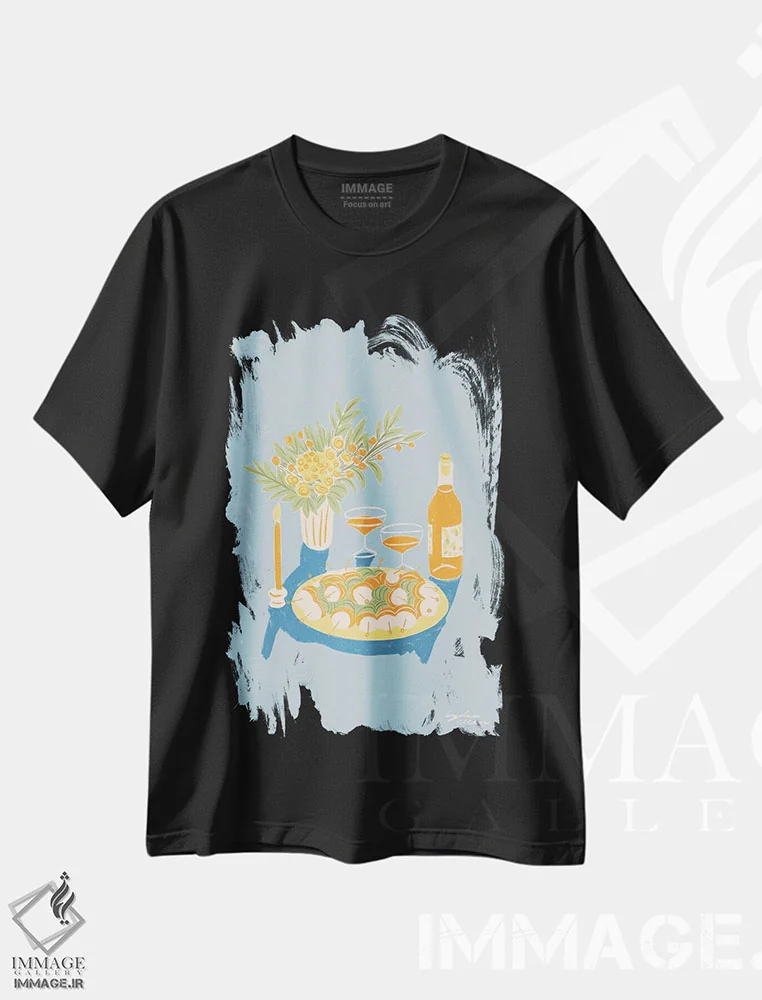 تیشرت مشکی طرح دار – تیشرت طبیعت ,نارنجی اثر لیدیا الن immage.ir