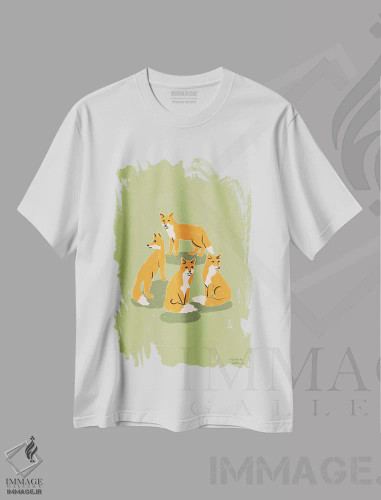 تیشرت سفید طرح دار – تیشرت حیوانات ,روباه ها اثر لیدیا الن فروشگاه ایماژ