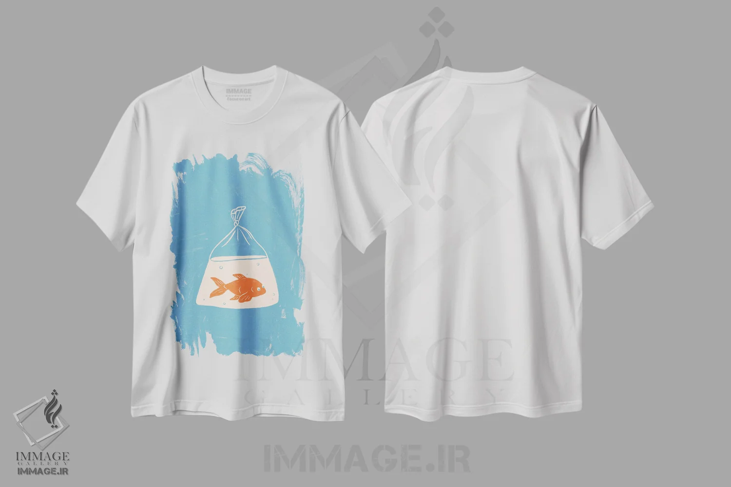 تیشرت سفید طرح دار – تیشرت حیوانات ,ماهی قرمز اثر لیدیا الن فروشگاه ایماژ