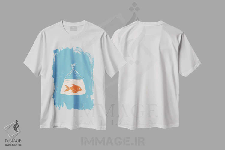 تیشرت سفید طرح دار – تیشرت حیوانات ,ماهی قرمز اثر لیدیا الن فروشگاه ایماژ