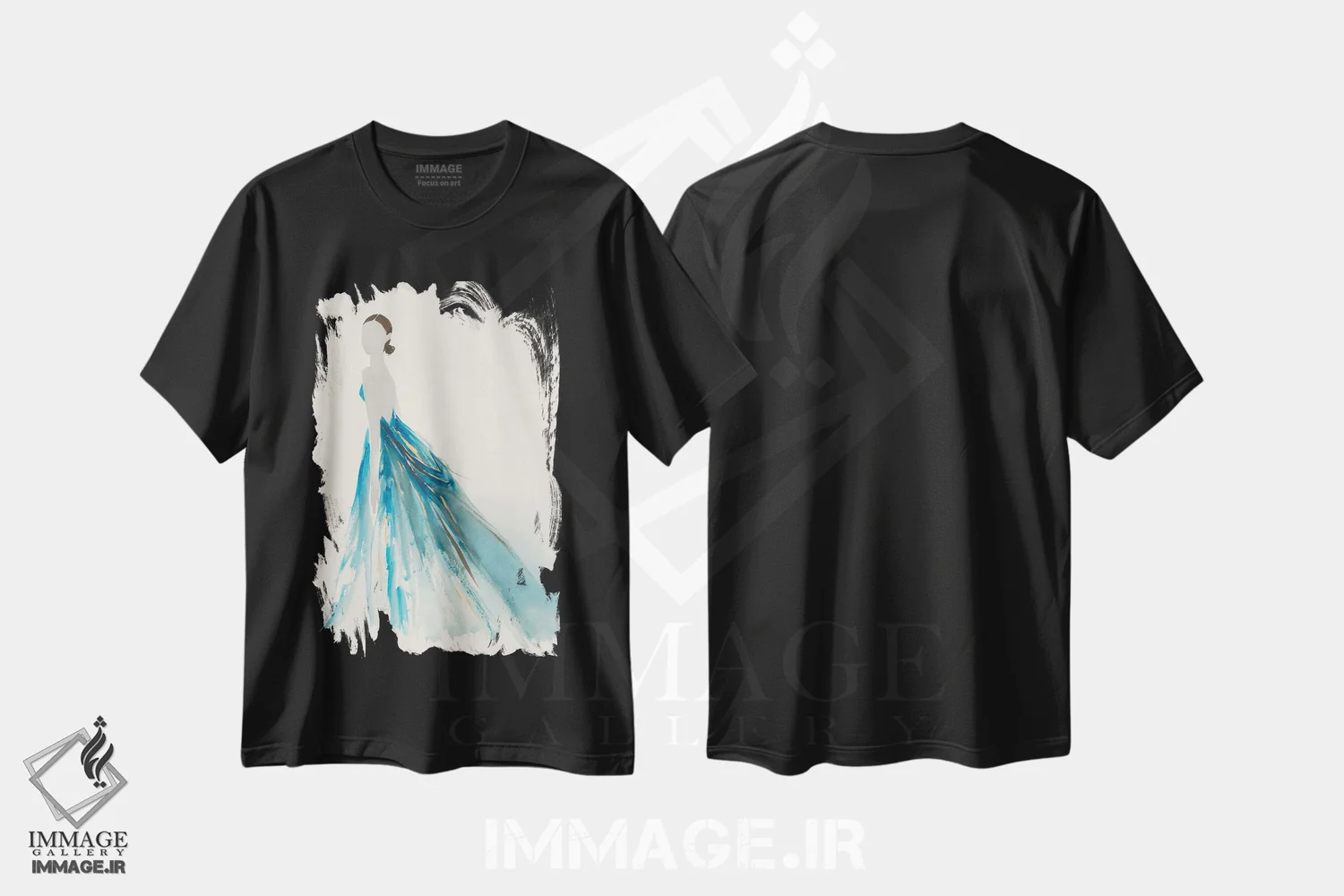 تیشرت مشکی طرح دار – تیشرت هنری زنانه ,پیراهن آبی II اثر لیلی کِی immage.ir