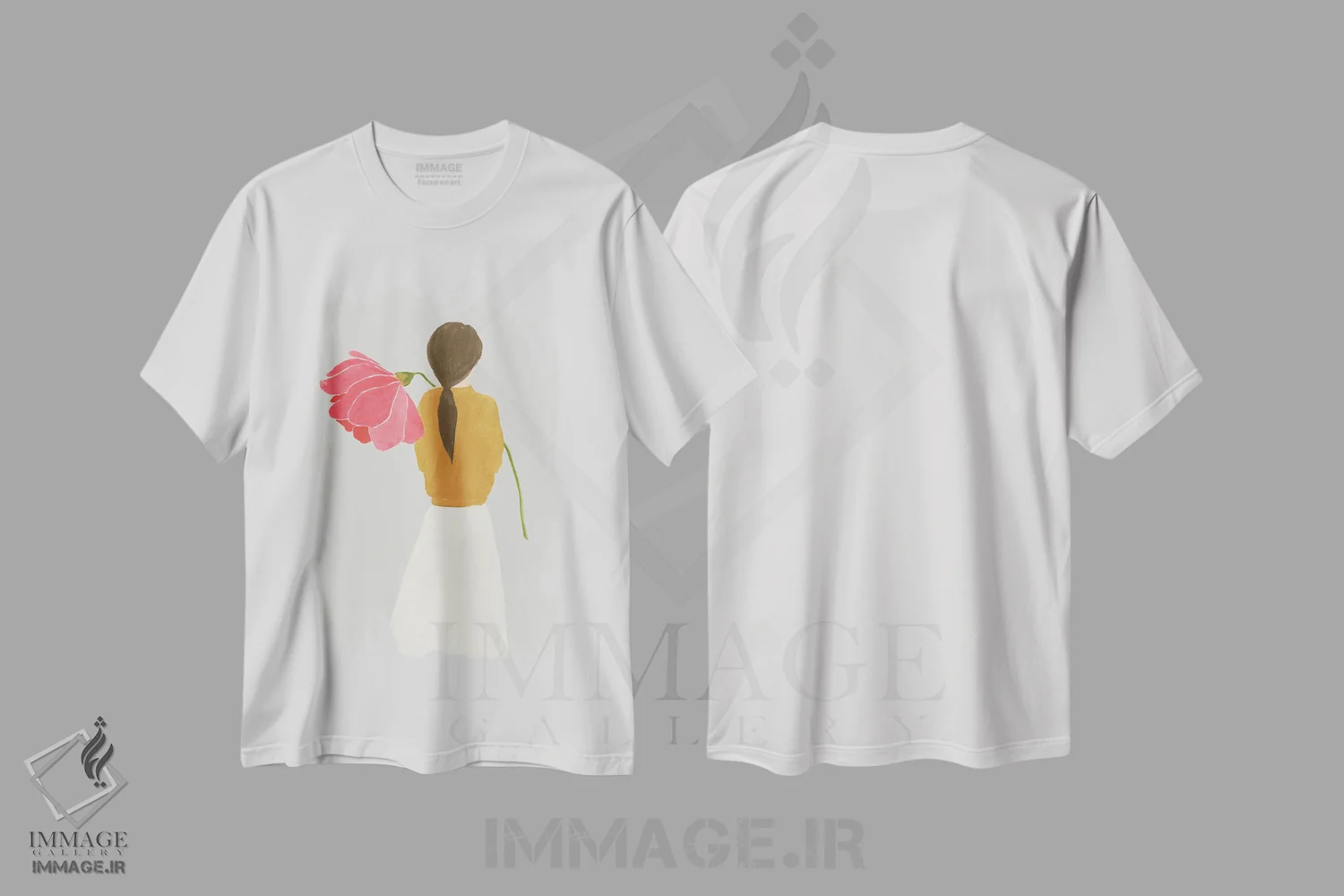 تیشرت سفید طرح دار – تیشرت هنری ,زن گلی I اثر لیلی کِی immage.ir