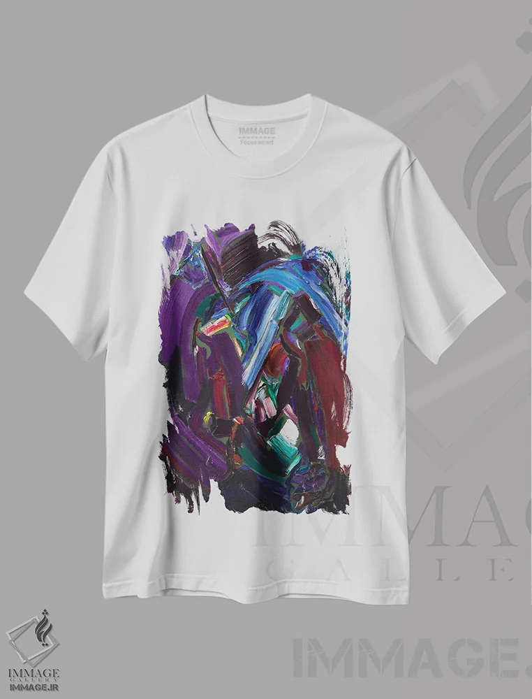 تیشرت سفید طرح دار – تیشرت انتزاعی هندسی ,الماس اثر لیدیا لی immage.ir