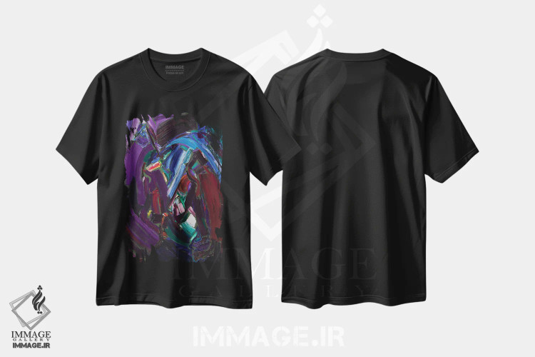 تیشرت مشکی طرح دار – تیشرت انتزاعی هندسی ,الماس اثر لیدیا لی فروشگاه ایماژ