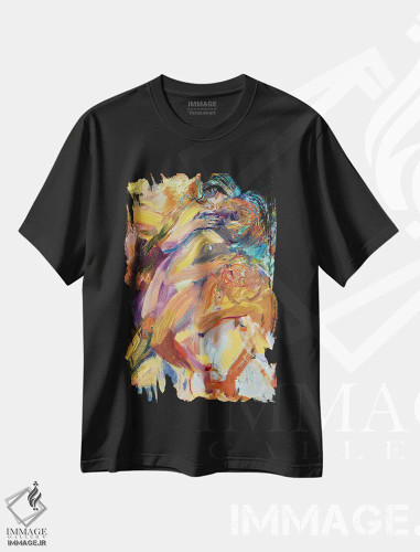 تیشرت مشکی طرح دار – تیشرت هنری پاپ ,خیلی خوشحالم اثر لیدیا لی فروشگاه ایماژ