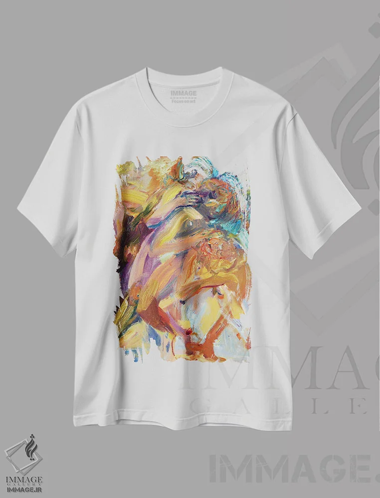 تیشرت سفید طرح دار – تیشرت هنری پاپ ,خیلی خوشحالم اثر لیدیا لی immage.ir