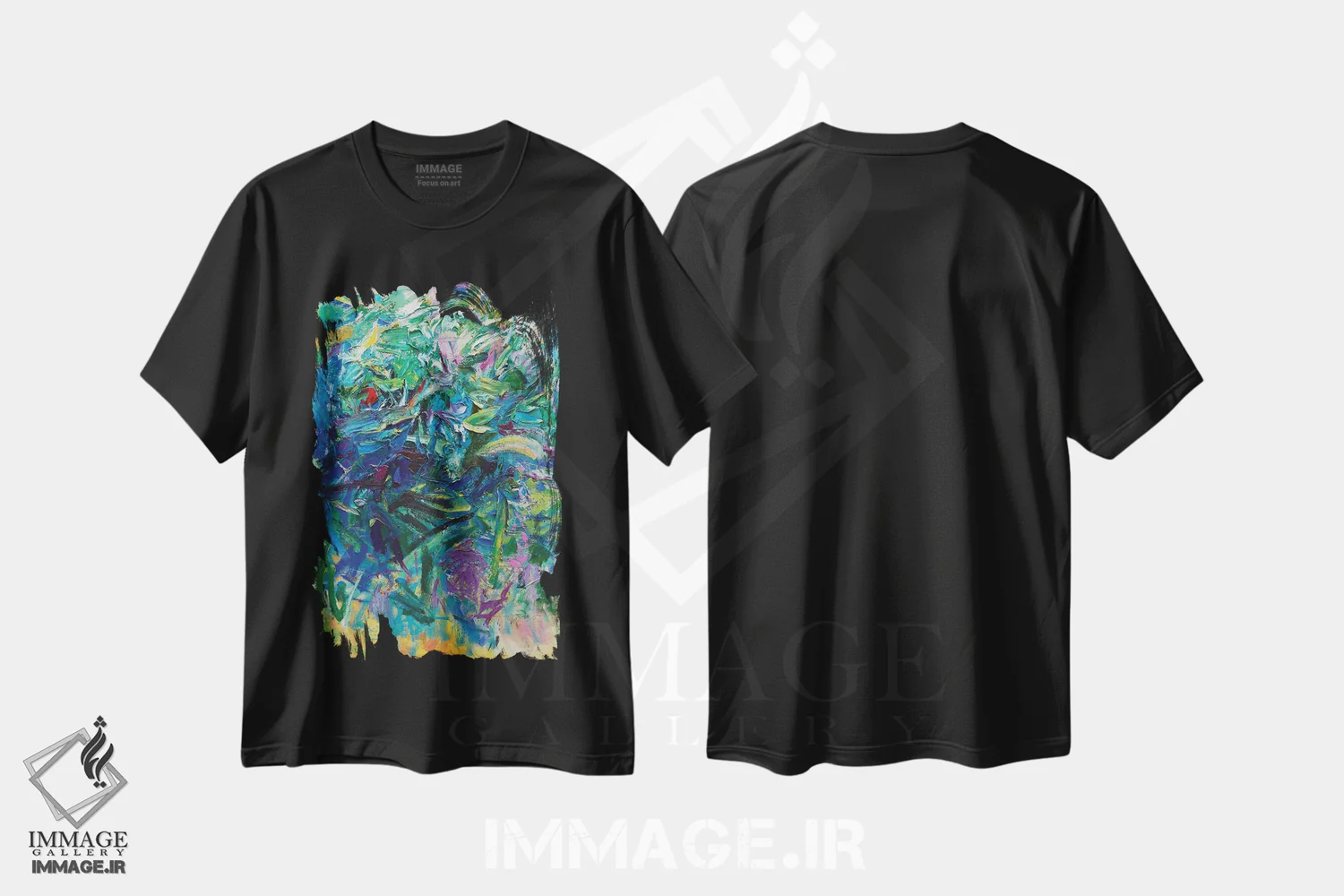 تیشرت مشکی طرح دار – تیشرت انتزاعی ,آبی اثر لیدیا لی فروشگاه ایماژ