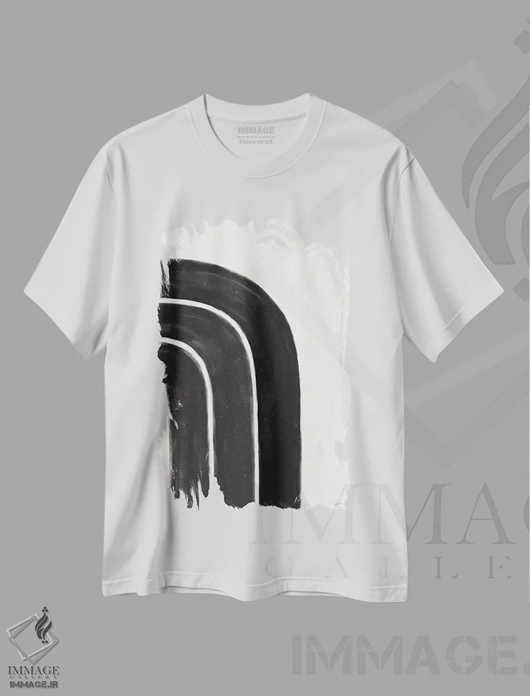 تیشرت سفید طرح دار – تیشرت مینیمال ,رنگین کمان سیاه و سفید یک اثر لیا یورک فروشگاه ایماژ