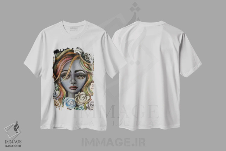 تیشرت سفید طرح دار – تیشرت هنری زنانه ,بازخیزش اثر لیزی فالکون immage.ir