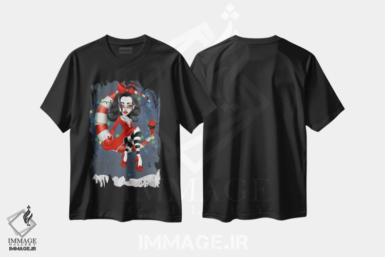 تیشرت مشکی طرح دار – تیشرت فانتزی ,ماه نعناعی اثر لیزی فالکون فروشگاه ایماژ