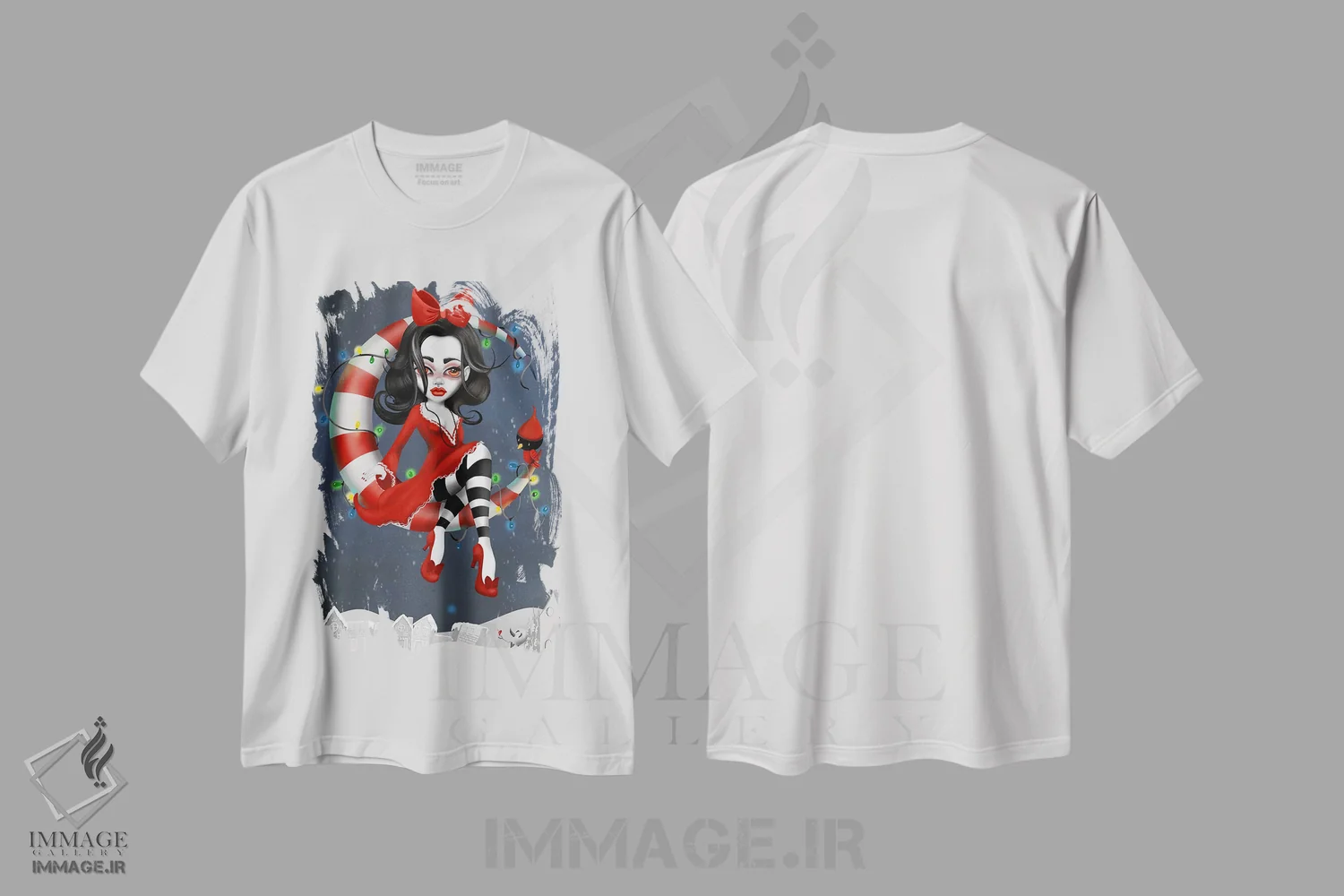 تیشرت سفید طرح دار – تیشرت فانتزی ,ماه نعناعی اثر لیزی فالکون immage.ir