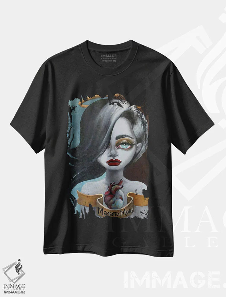 تیشرت مشکی طرح دار – تیشرت هنری مفهومی ,یاد مرگ اثر لیزی فالکون immage.ir