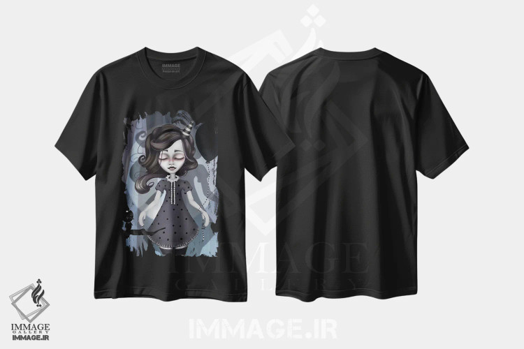 تیشرت مشکی طرح دار – تیشرت فانتزی ,سایه ها دنبال می کنند اثر لیزی فالکون فروشگاه ایماژ