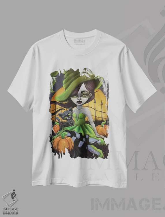 تیشرت سفید طرح دار – تیشرت هنری زنانه ,الهام نیمه شب اثر لیزی فالکون immage.ir