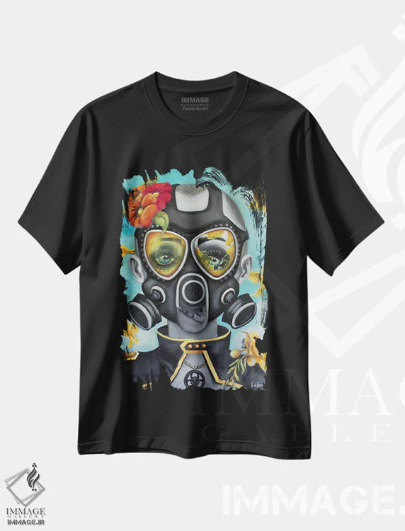 تیشرت مشکی طرح دار – تیشرت هنری زنانه ,پرواز قناری اثر لیزی فالکون فروشگاه ایماژ