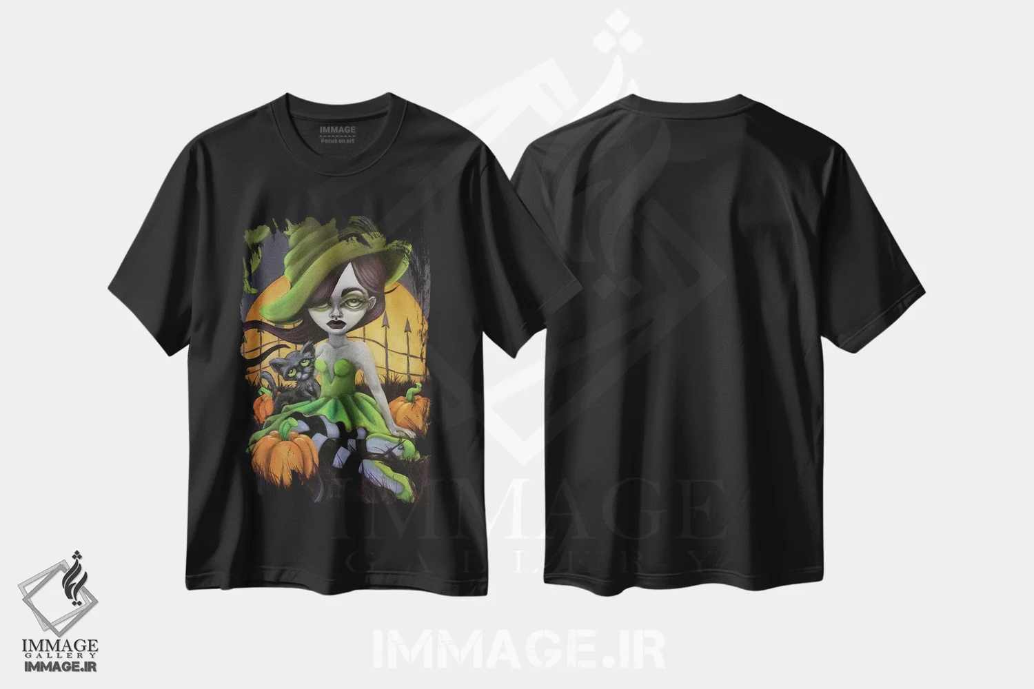 تیشرت مشکی طرح دار – تیشرت هنری زنانه ,الهام نیمه شب اثر لیزی فالکون فروشگاه ایماژ