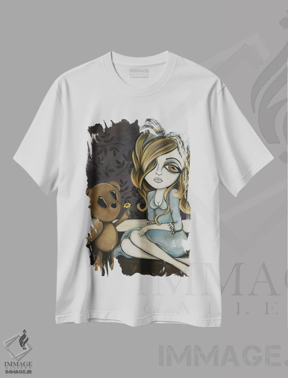 تیشرت سفید طرح دار – تیشرت هنری ,چرا این قدر غمگین؟ اثر لیزی فالکون فروشگاه ایماژ