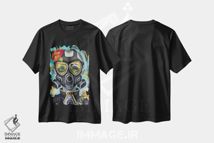تیشرت مشکی طرح دار – تیشرت هنری زنانه ,پرواز قناری اثر لیزی فالکون فروشگاه ایماژ