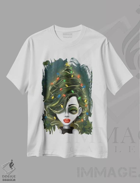 تیشرت سفید طرح دار – تیشرت فانتزی فصلی ,همیشه سبز اثر لیزی فالکون immage.ir