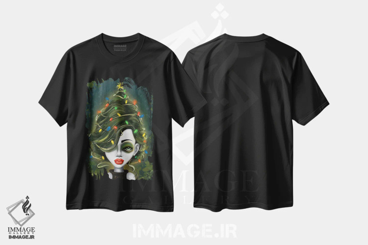 تیشرت مشکی طرح دار – تیشرت فانتزی فصلی ,همیشه سبز اثر لیزی فالکون فروشگاه ایماژ