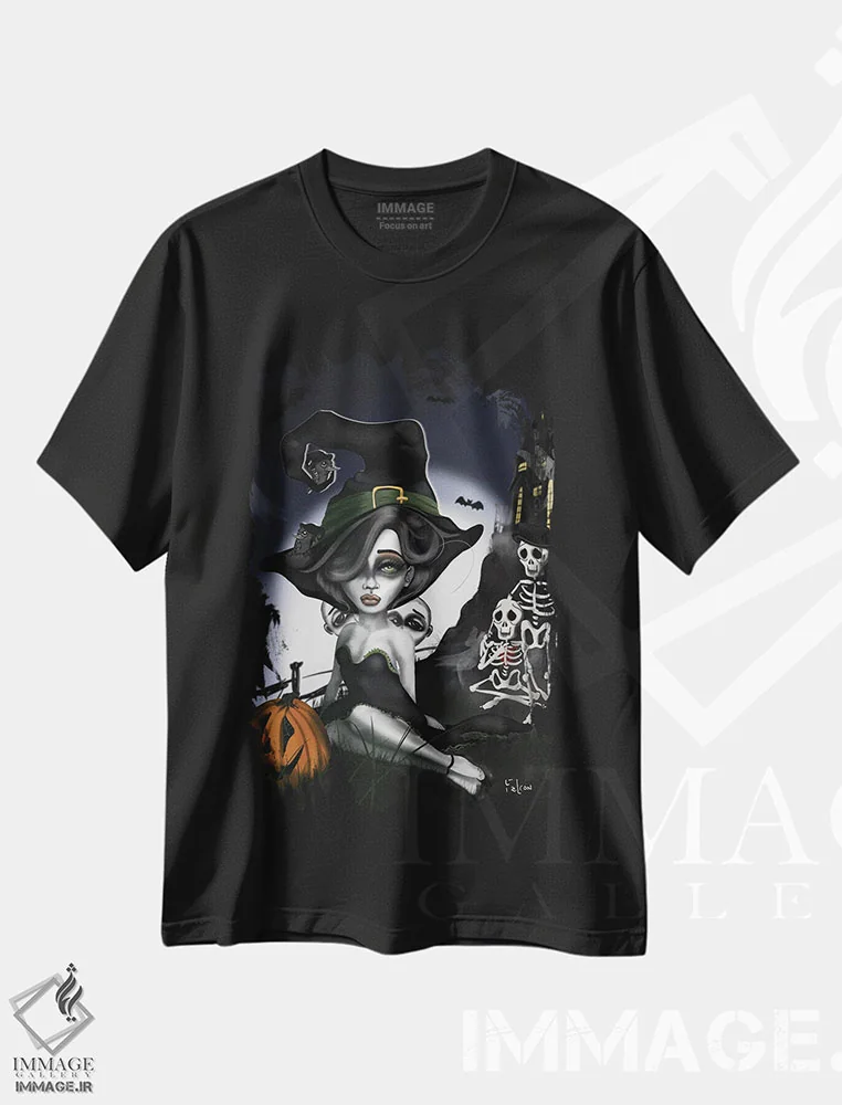 تیشرت مشکی طرح دار – تیشرت جادوگران ,تسخیر اثر لیزی فالکون فروشگاه ایماژ