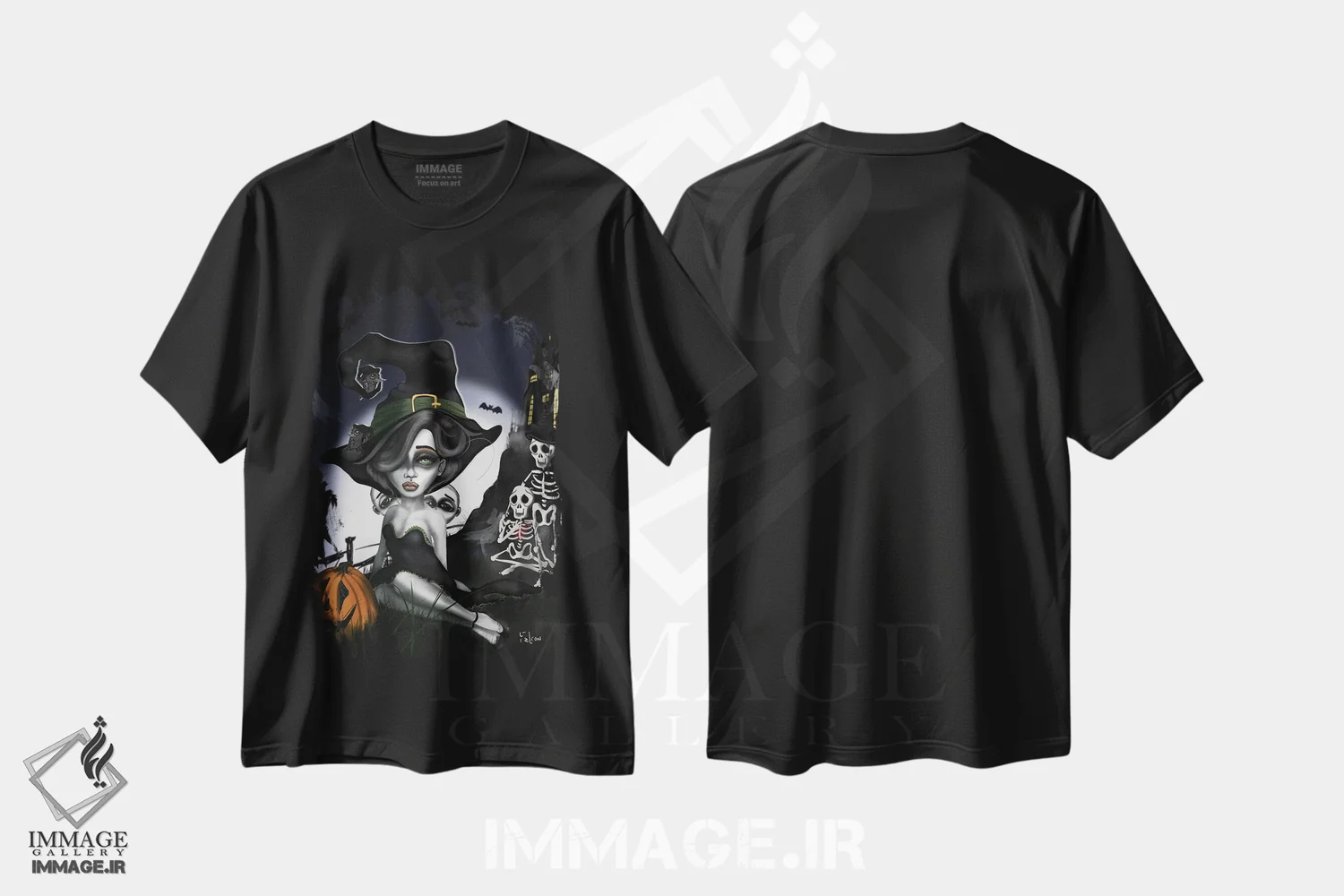 تیشرت مشکی طرح دار – تیشرت جادوگران ,تسخیر اثر لیزی فالکون فروشگاه ایماژ