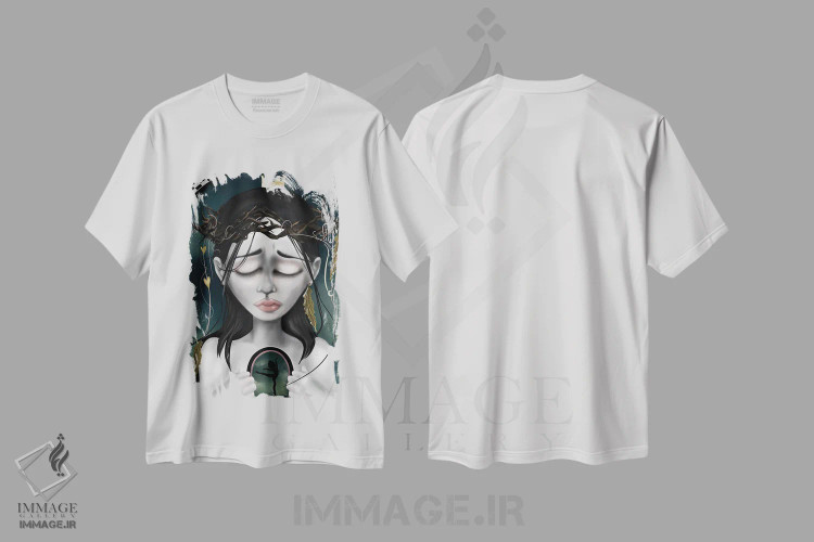 تیشرت سفید طرح دار – تیشرت هنری ,کسی که پنهان می شود اثر لیزی فالکون فروشگاه ایماژ