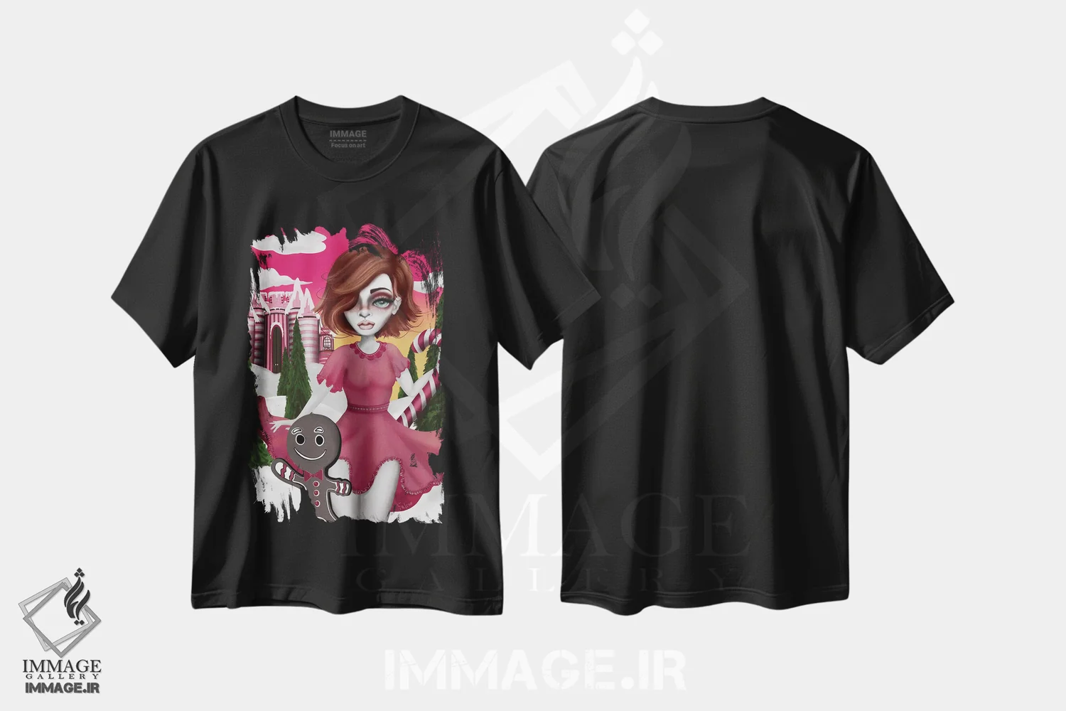 تیشرت مشکی طرح دار – تیشرت فانتزی ,سرزمین آبنبات اثر لیزی فالکون فروشگاه ایماژ