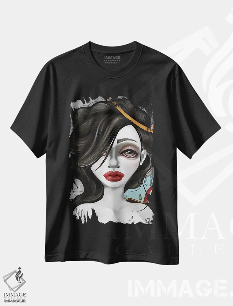 تیشرت مشکی طرح دار – تیشرت فرشته ,فرشته اثر لیزی فالکون فروشگاه ایماژ