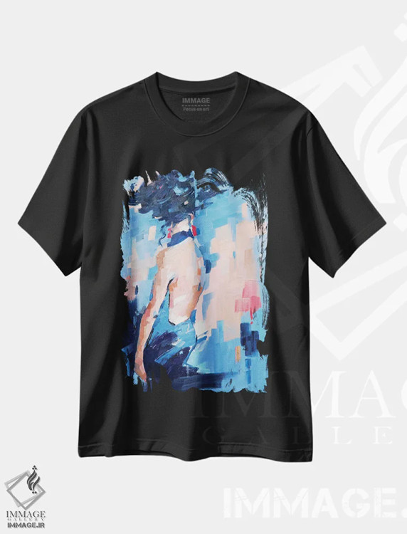 تیشرت مشکی طرح دار – تیشرت آبستره ,منتظر بمان و ببین اثر لی ژو فروشگاه ایماژ