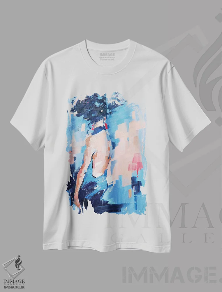تیشرت سفید طرح دار – تیشرت آبستره ,منتظر بمان و ببین اثر لی ژو immage.ir