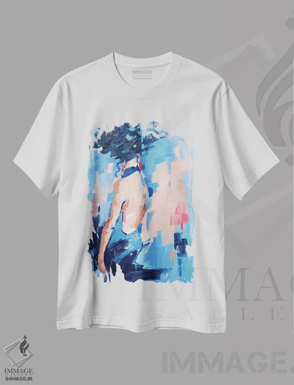 تیشرت سفید طرح دار – تیشرت آبستره ,منتظر بمان و ببین اثر لی ژو immage.ir