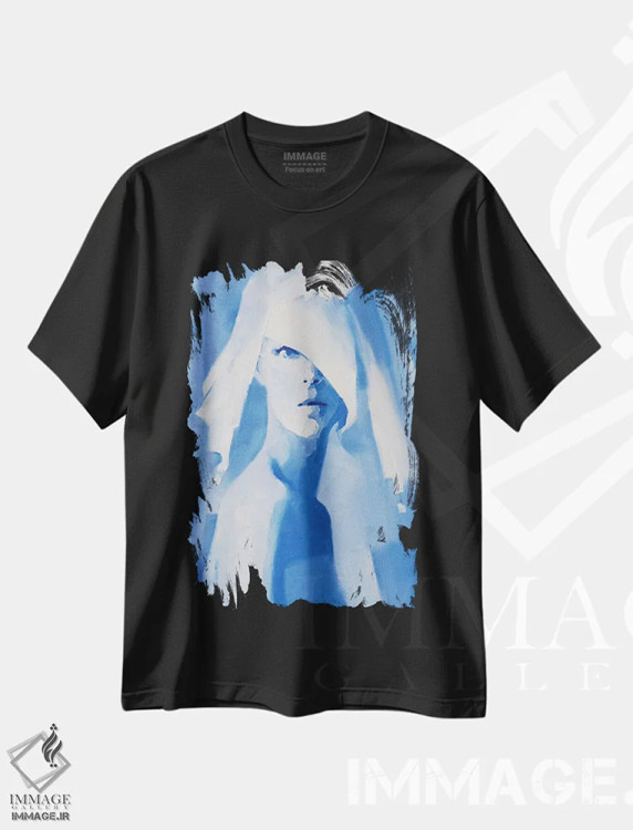 تیشرت مشکی طرح دار – تیشرت هنری ,آسمان آبی اثر لی ژو فروشگاه ایماژ