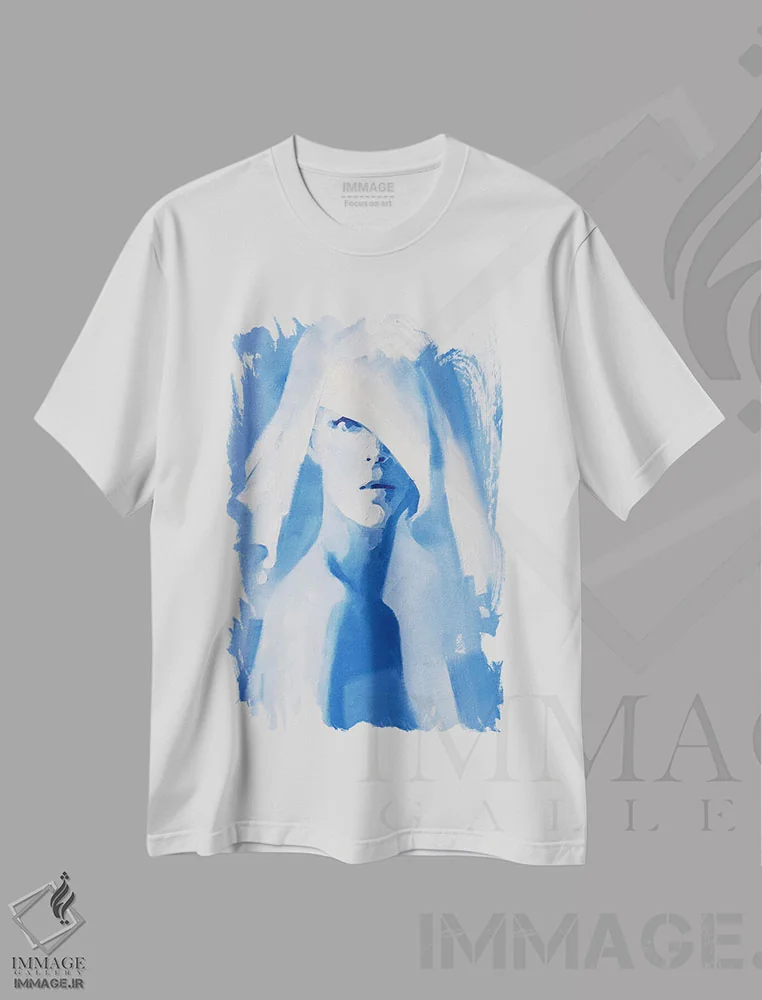 تیشرت سفید طرح دار – تیشرت هنری ,آسمان آبی اثر لی ژو immage.ir