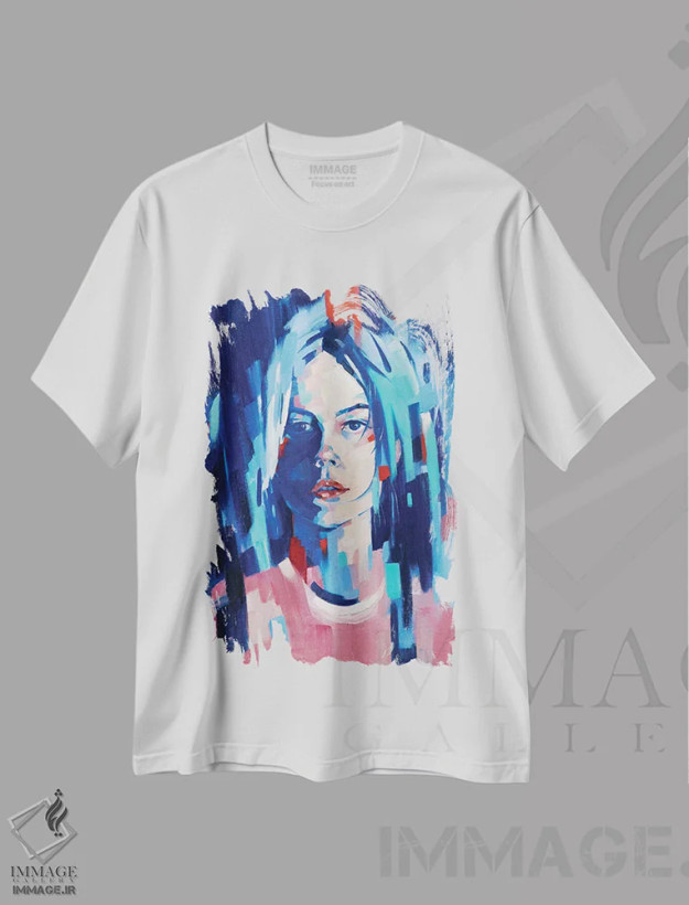 تیشرت سفید طرح دار – تیشرت هنری ,ایمان راسخ اثر لی ژو فروشگاه ایماژ