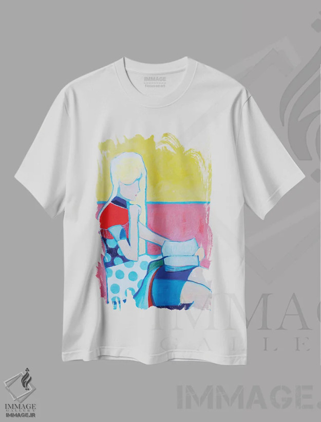تیشرت سفید طرح دار – تیشرت هنری ,کتابخوان اثر لی ژو فروشگاه ایماژ