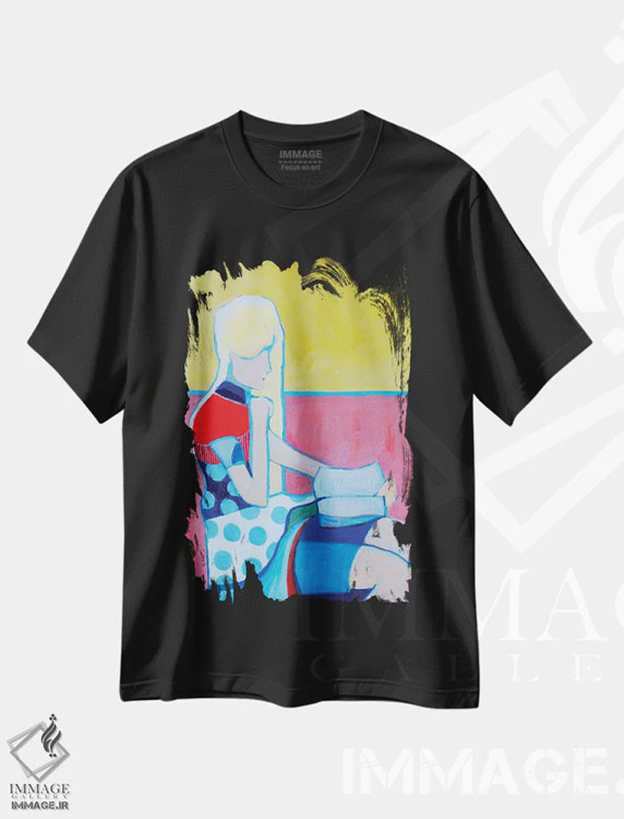 تیشرت مشکی طرح دار – تیشرت هنری ,کتابخوان اثر لی ژو immage.ir