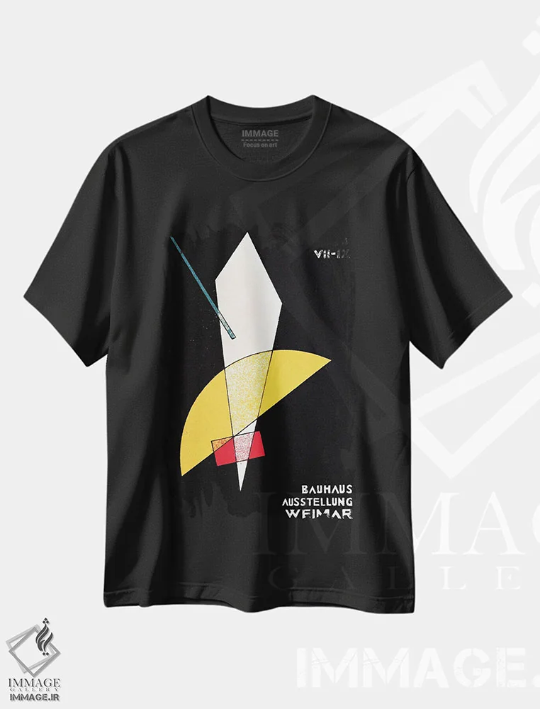 تیشرت مشکی طرح دار – تیشرت گرافیکی ,پوستر نمایشگاه باوهاوس در وایمار، آلمان، اثر لازلو موهولی-ناگی immage.ir