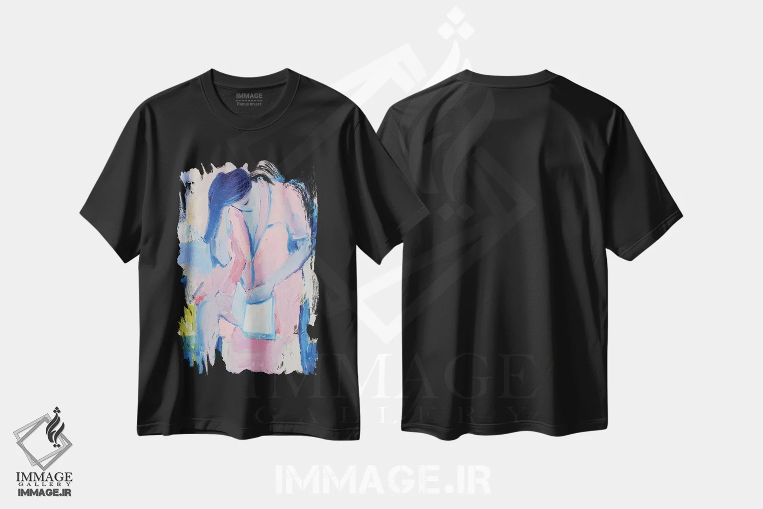 تیشرت مشکی طرح دار – تیشرت هنری ,آبی فرانسوی اثر لی ژو فروشگاه ایماژ
